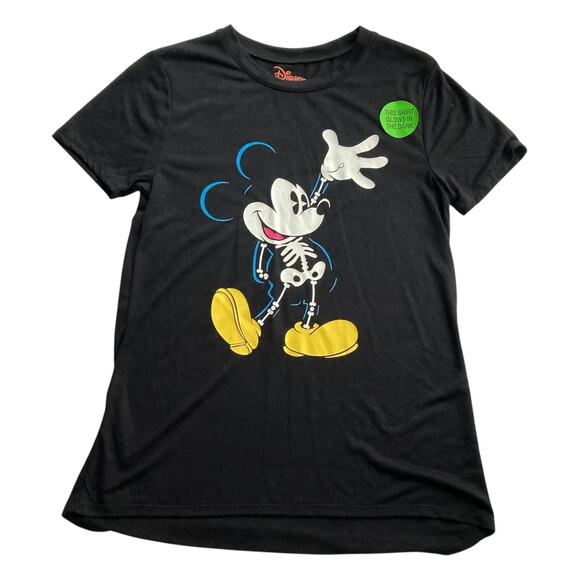 NWT Disney Mickey Mouse tee Juniors XS Xray Skeleton Glow in the Dark graphic - Picture 1 of 6